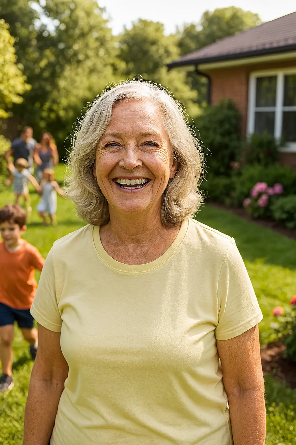 Happy woman in garden